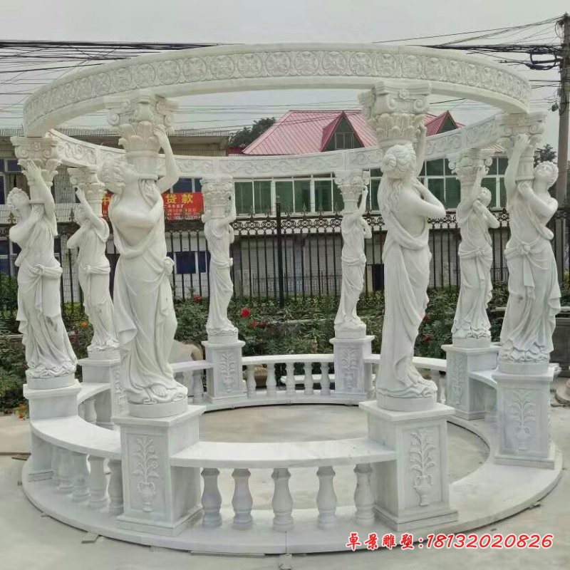 欧式凉亭石雕，汉白玉人物凉亭