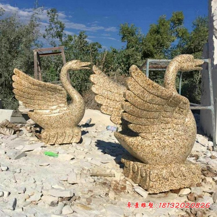 喷泉天鹅石雕，小区景观石雕 