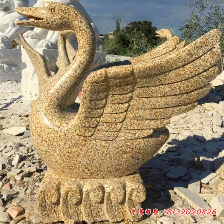 喷泉天鹅石雕，小区景观石雕 