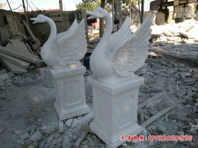 喷水天鹅石雕，小区景观石雕