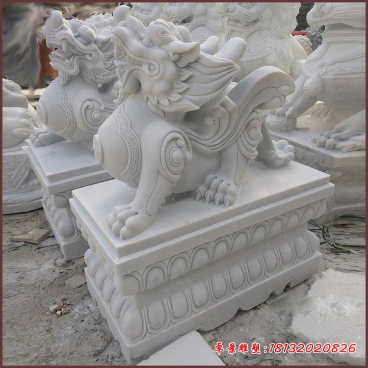 貔貅石雕，汉白玉貔貅