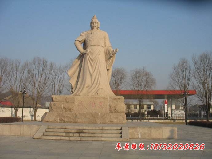 戚继光石雕，广场古代英雄石雕 (3)