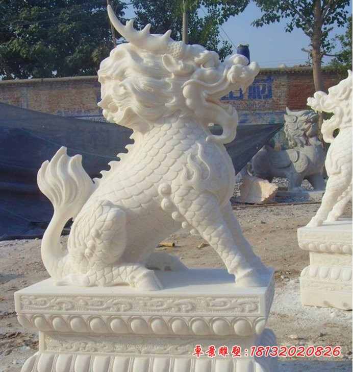 麒麟石雕，汉白玉麒麟