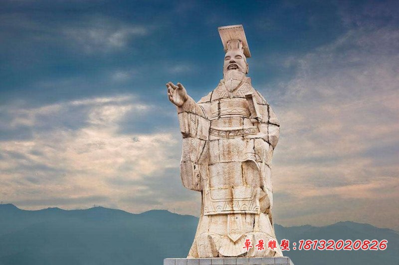 秦始皇石雕，广场古代人物石雕