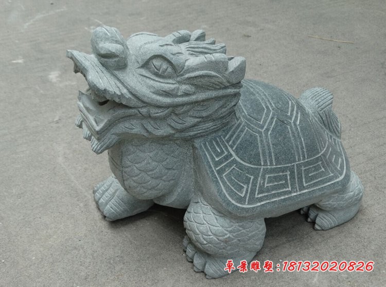 青石龙龟，小型龙龟石雕 