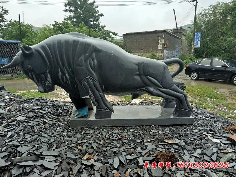青石牛雕塑，拓荒开荒牛石雕 (3)