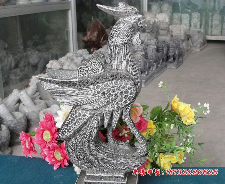 青石神兽，石雕凤凰