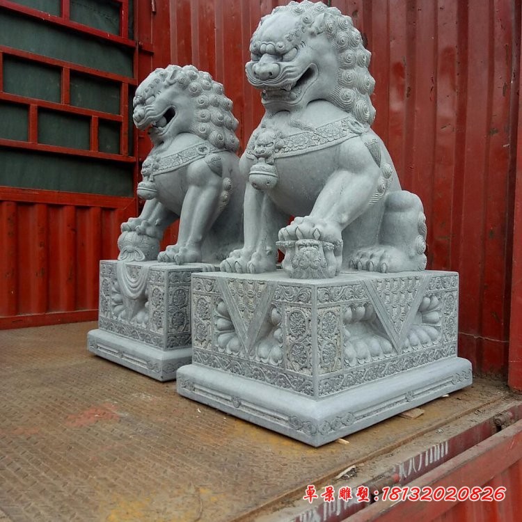 青石狮子雕塑，石雕北京狮子 
