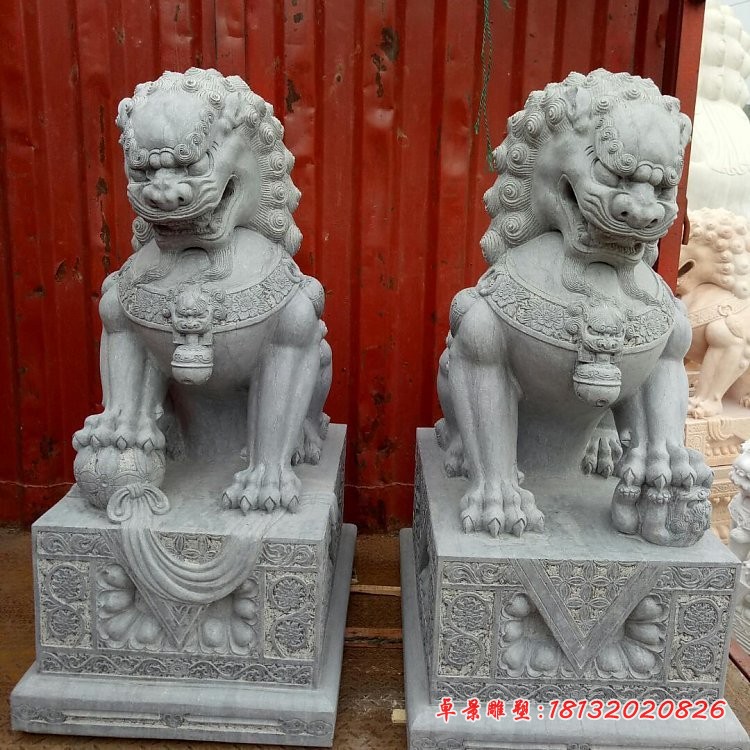 青石狮子雕塑，石雕北京狮子 