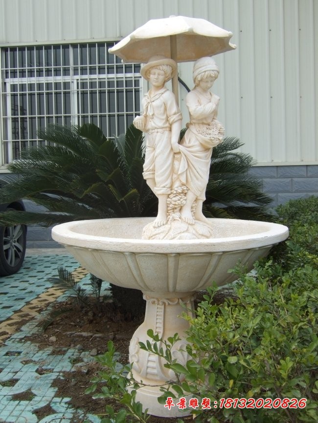 人物喷泉石雕，欧式喷泉雕塑