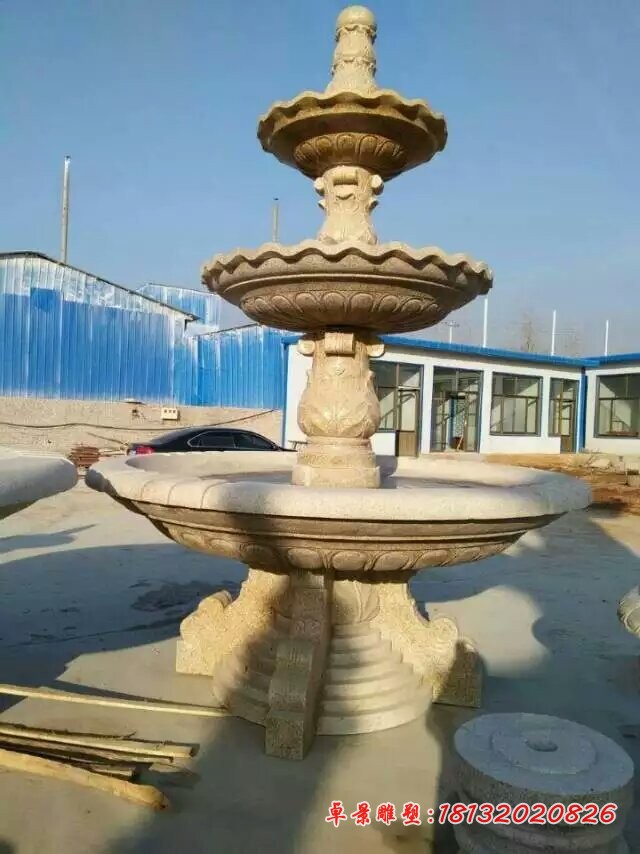 三层石喷泉雕塑，小区喷泉石雕