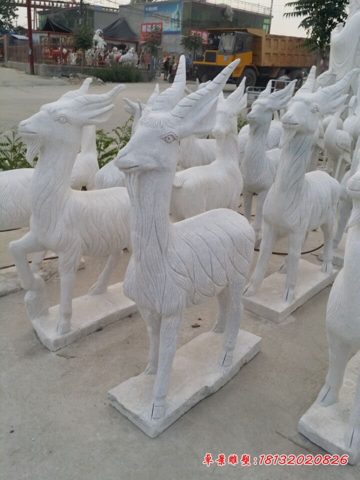 山羊石雕，大理石动物雕塑