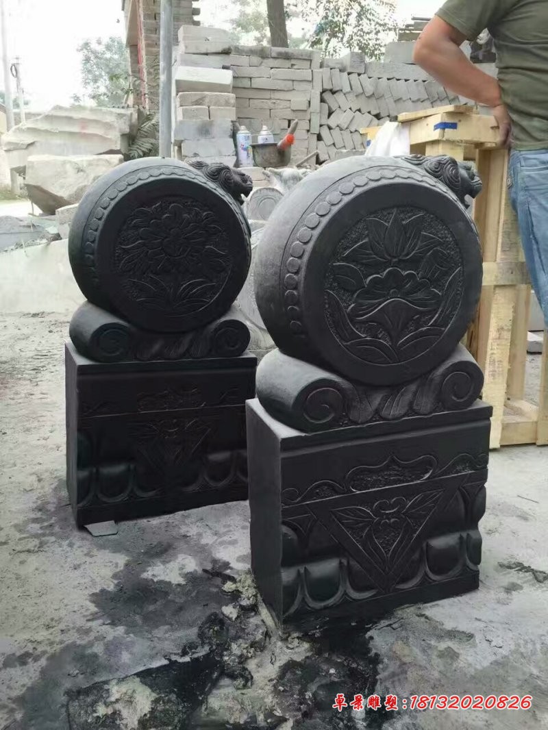 狮子门墩雕塑，仿古门墩石雕 