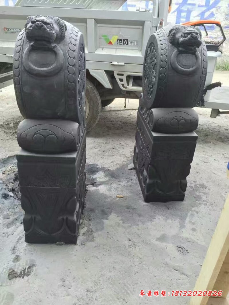 狮子门墩雕塑，仿古门墩石雕 