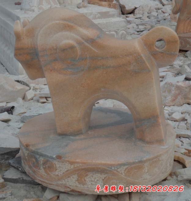 十二生肖石雕，晚霞红抽象动物 (6)