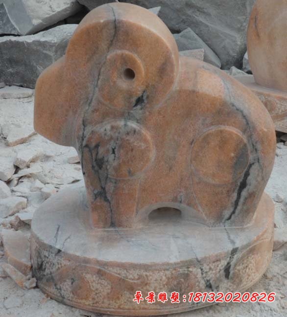 十二生肖石雕，晚霞红抽象动物 (7)