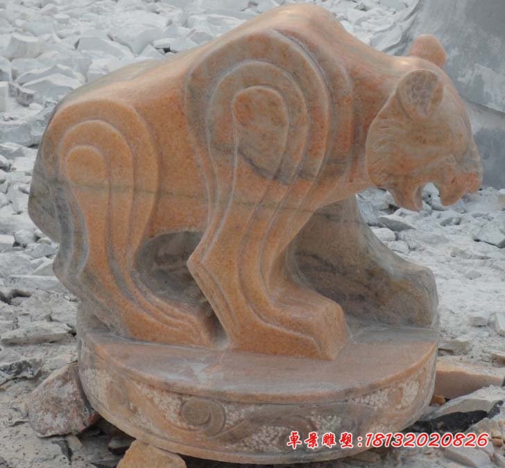 十二生肖石雕，晚霞红抽象动物 (8)