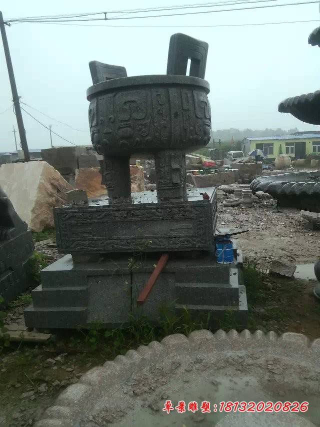 石雕鼎，广场青石鼎雕塑