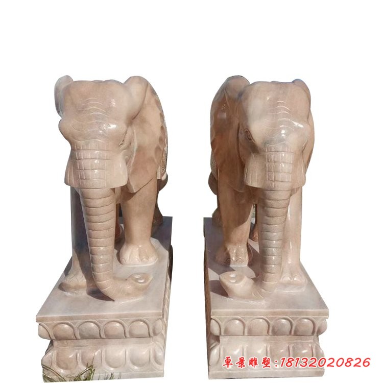 别墅门口晚霞红大象石雕