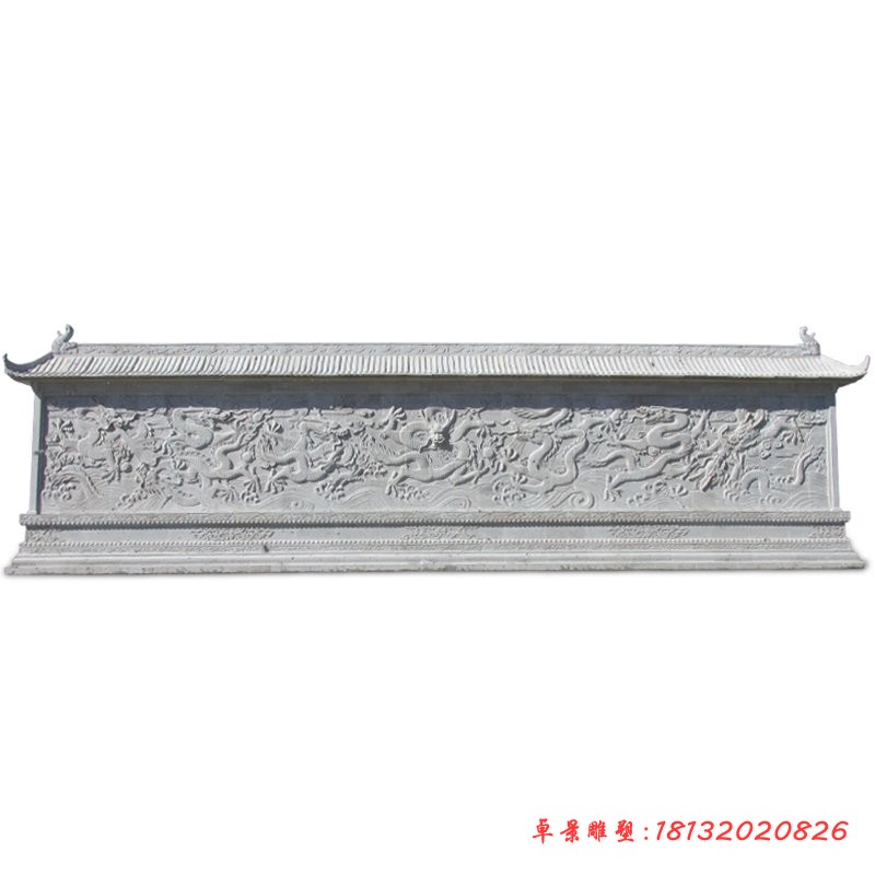 大理石九龙壁浮雕影壁墙雕塑