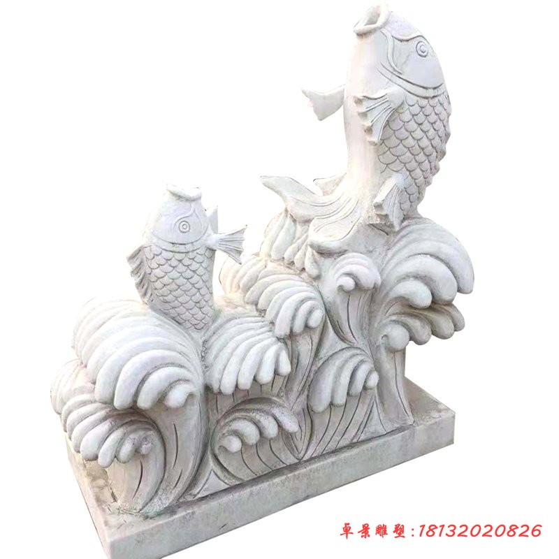 大理石鲤鱼喷泉雕塑