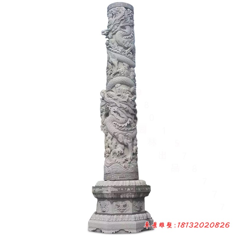 大理石盘龙柱雕塑