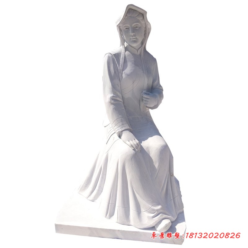 大理石少数民族少女雕塑