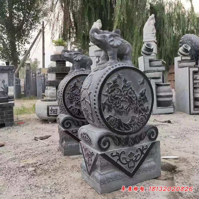 仿古小象抱鼓石雕塑