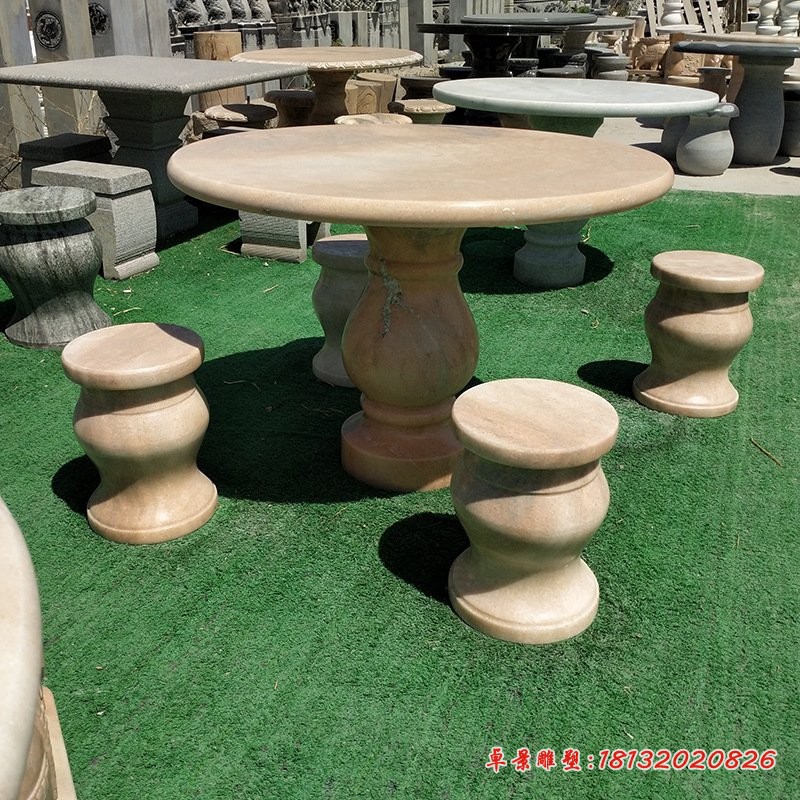 公园花瓶造型桌凳石雕