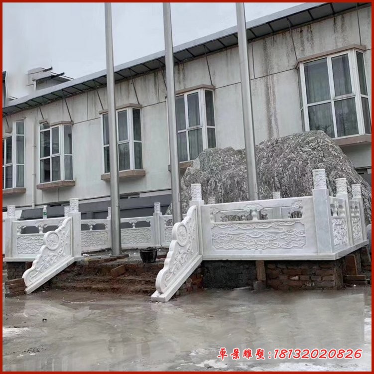 广场汉白玉升旗台石雕 