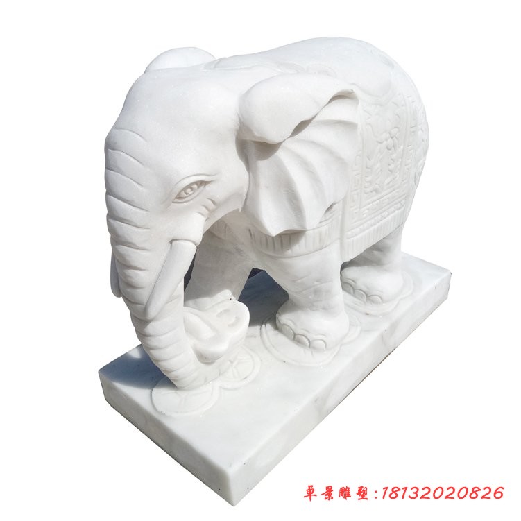 汉白玉鼻卷元宝大象石雕