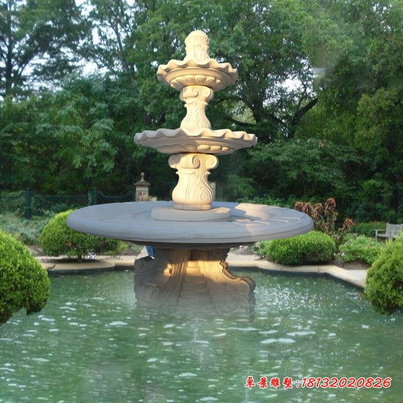 汉白玉多层喷泉石雕
