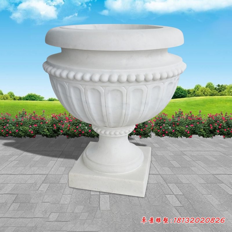 汉白玉花盆石雕