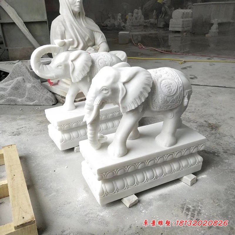 汉白玉吉祥大象石雕 (1)