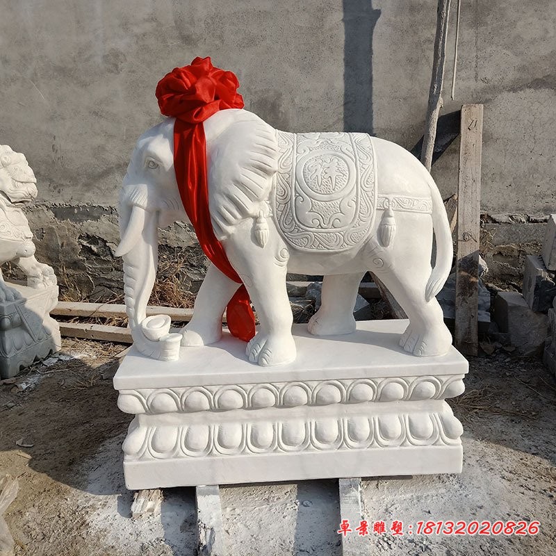 汉白玉吉祥大象石雕 (2)