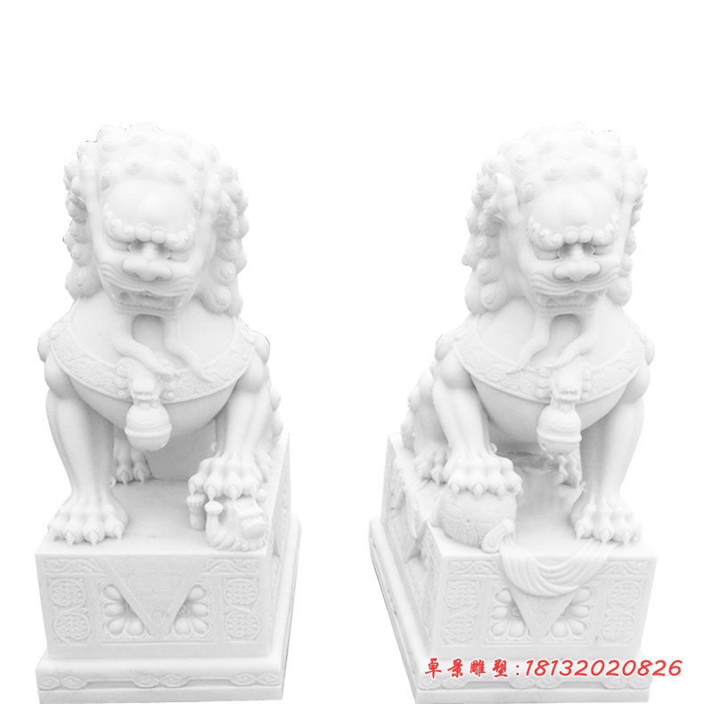 汉白玉看门狮子雕塑