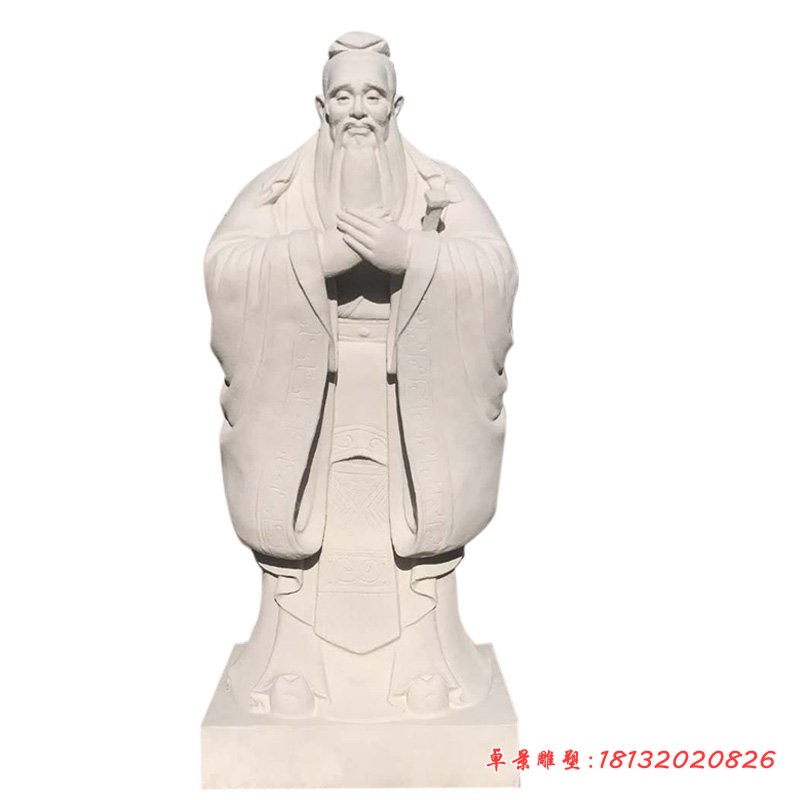 汉白玉孔子行教像石雕