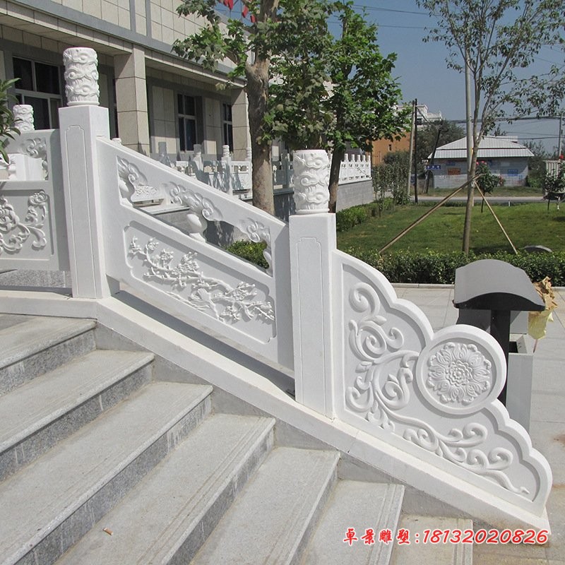 汉白玉梅兰竹菊石浮雕栏板雕塑