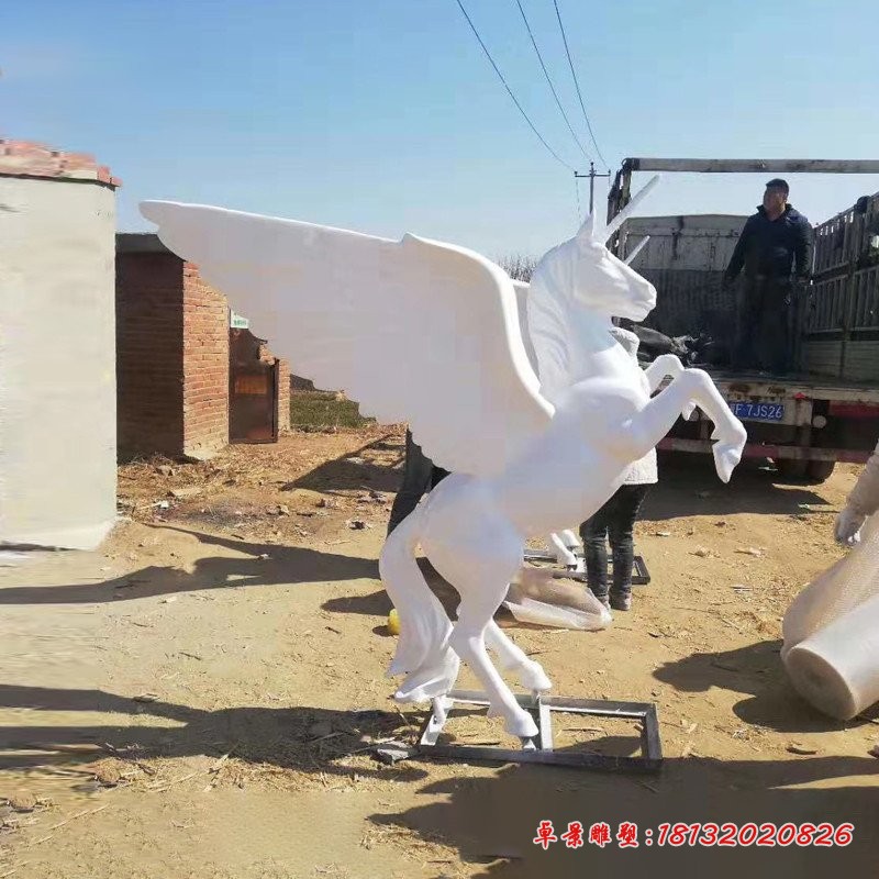 汉白玉西方独角兽石雕（2）