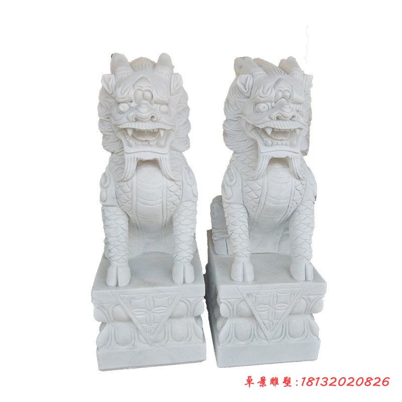 汉白玉招财麒麟石雕