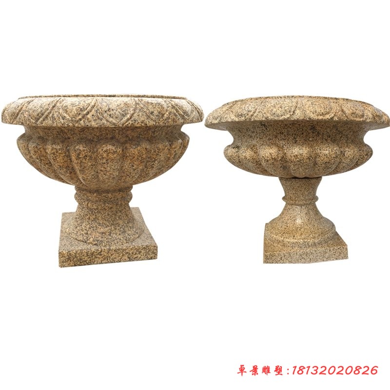 黄金麻石雕花盆 