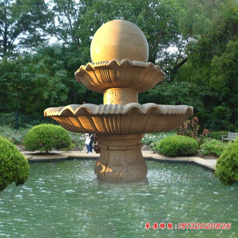 黄锈石风水球喷泉雕塑