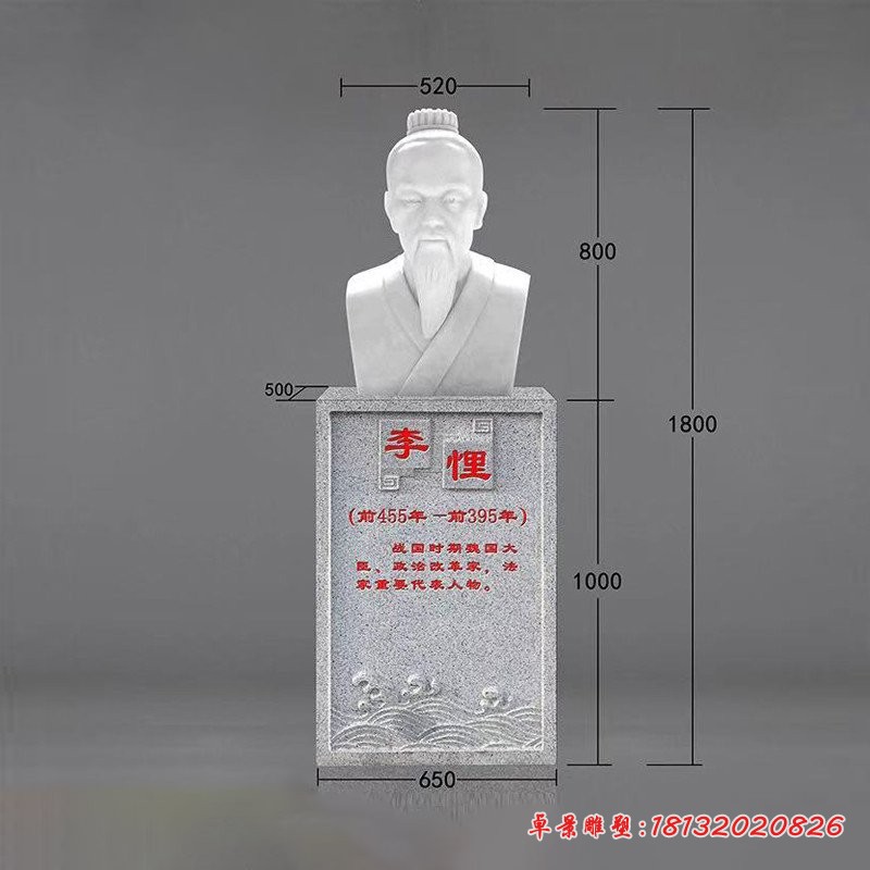 李悝胸像石雕