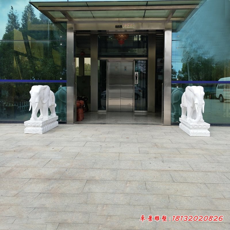 门口大理石大象雕塑