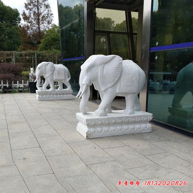 门口大理石大象雕塑