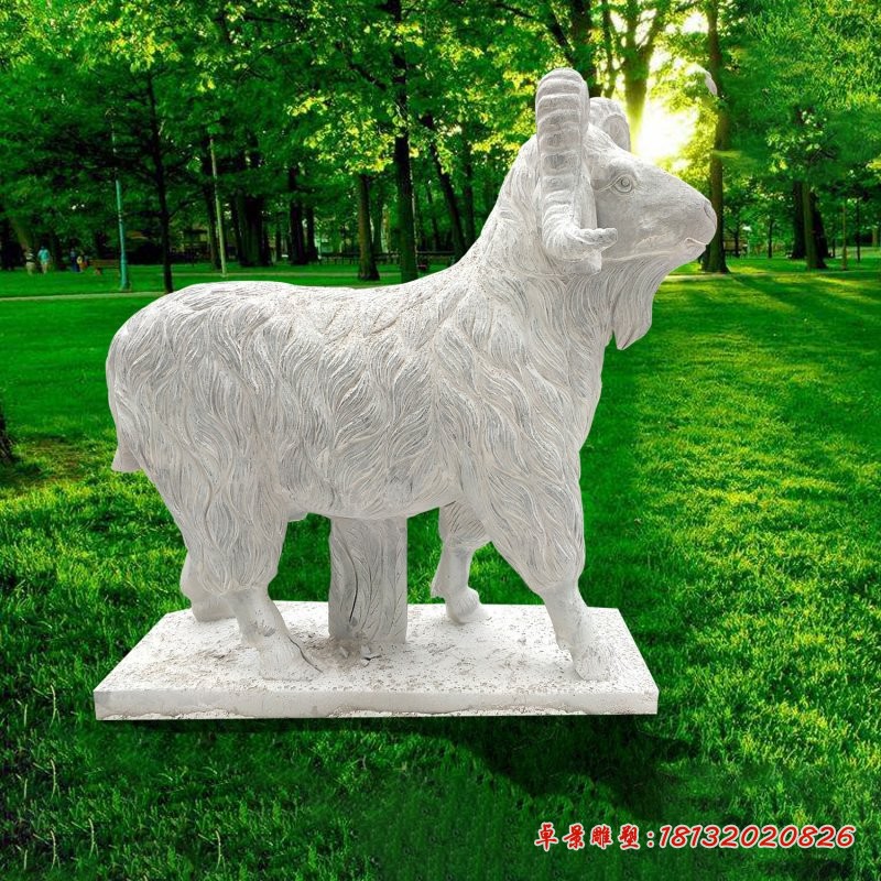 青石生肖羊雕塑 