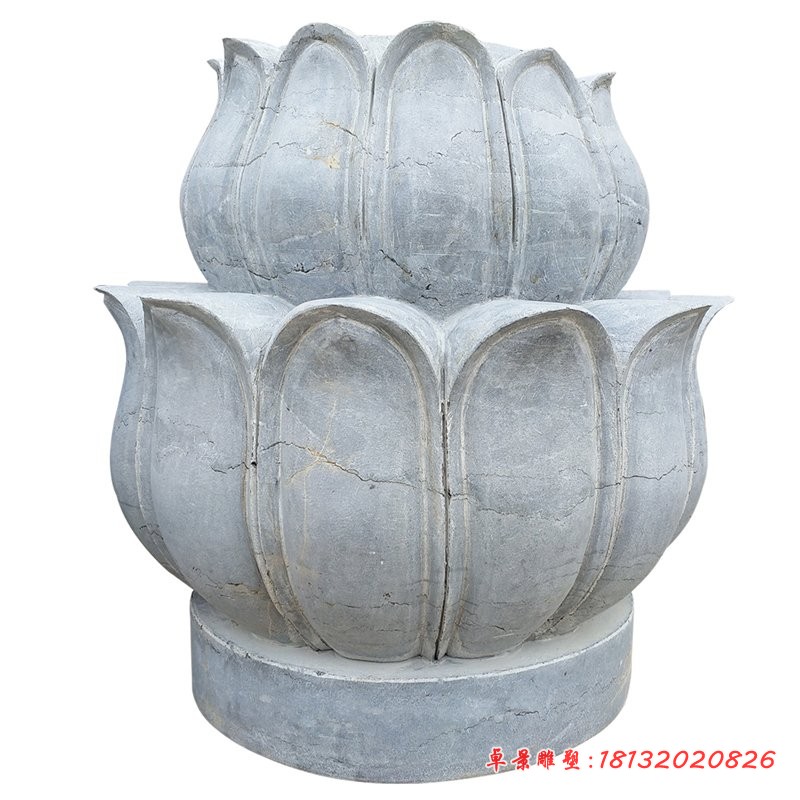 青石双层莲花座雕塑