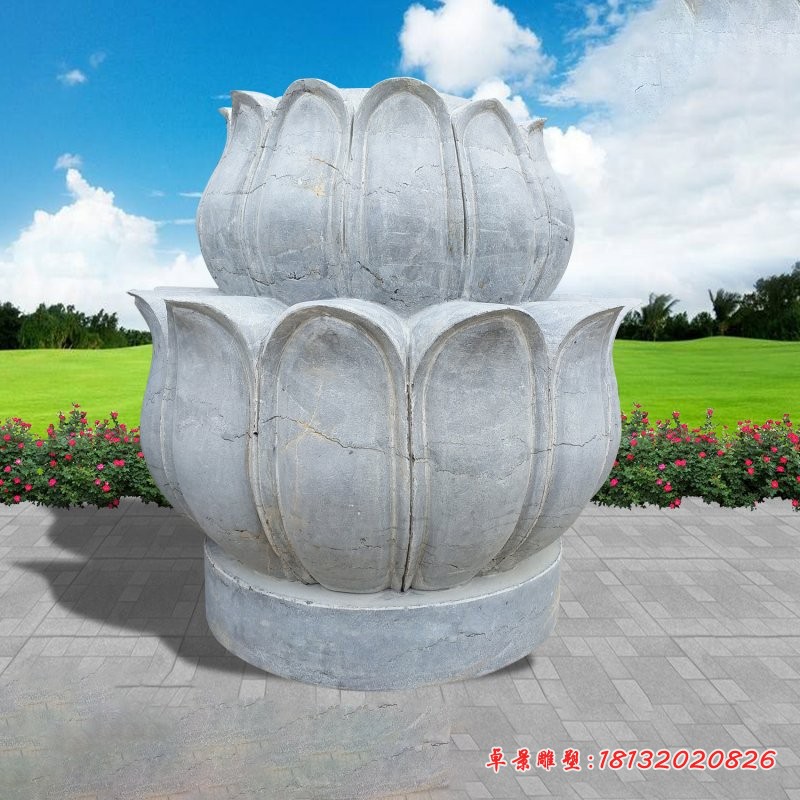 青石双层莲花座雕塑