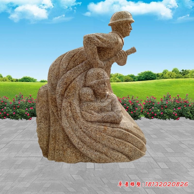 砂岩守护生命石雕 