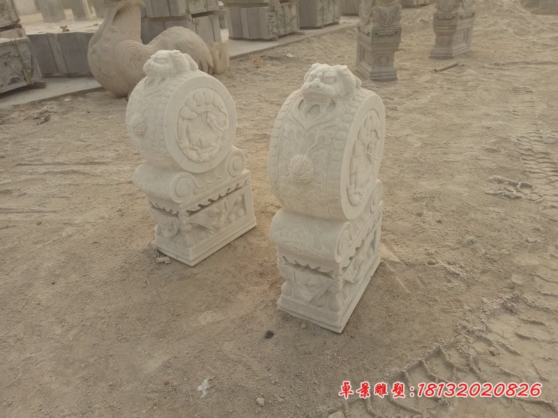 石雕门墩，大理石抱鼓石